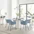 Edzard Statement 6 Person Round Dining Table Set in Luxury Beige Stone Effect - Plastic Dining Chairs