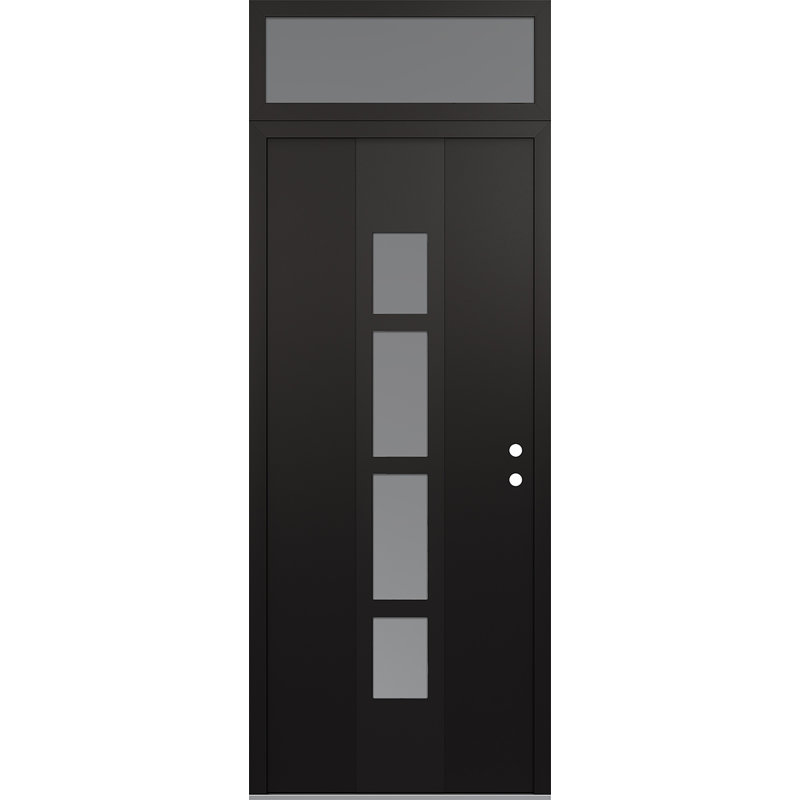 Porte d'entrée pré-suspendue Diamond A10, S'ouvre à gauche vers l'intérieur, Noir / blanc / givré