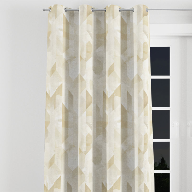 Panneaux de rideaux géométriques - Rideau à œillets géométrique crème moderne - 1 panneau, L 52 po x L 90 po