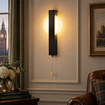 1-Light Sunrise Black LED Flush Mounted Sconce
