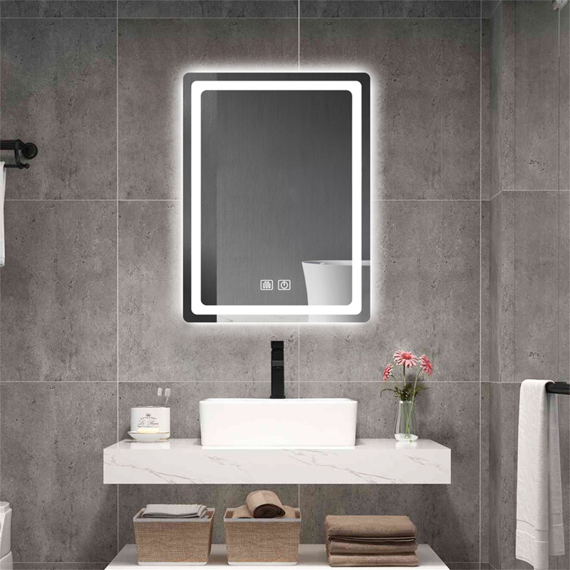 31 po Miroir de salle de bain H LED en cristal poli pour salle de bain