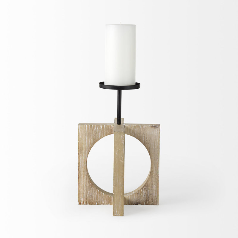 Bougeoir de table en bois, H 11,81 po x l 7,87 po x P 7,87 po