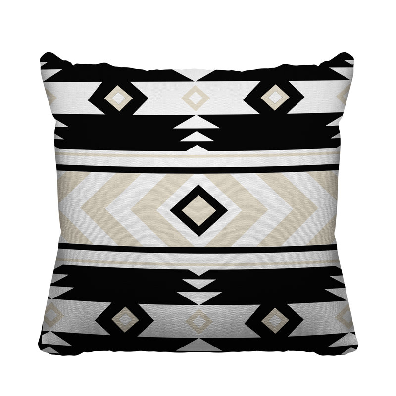 Coussin intérieur / extérieur Fika Southwestern, L 17 po x H 17 po, Noir