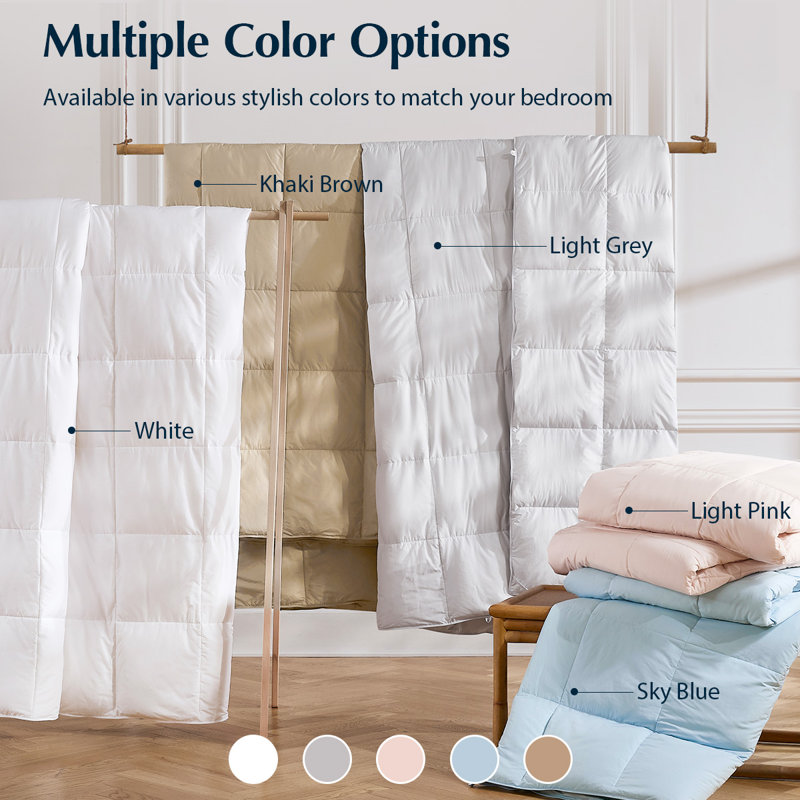 Pacific Coast Tencel Lyocell Lightweight Goose Feather & Down Fiber Comforter, Khaki Brown, Twin