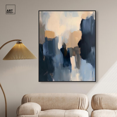 Navy Beige I Canvas Blue Abstracts by Art Remedy