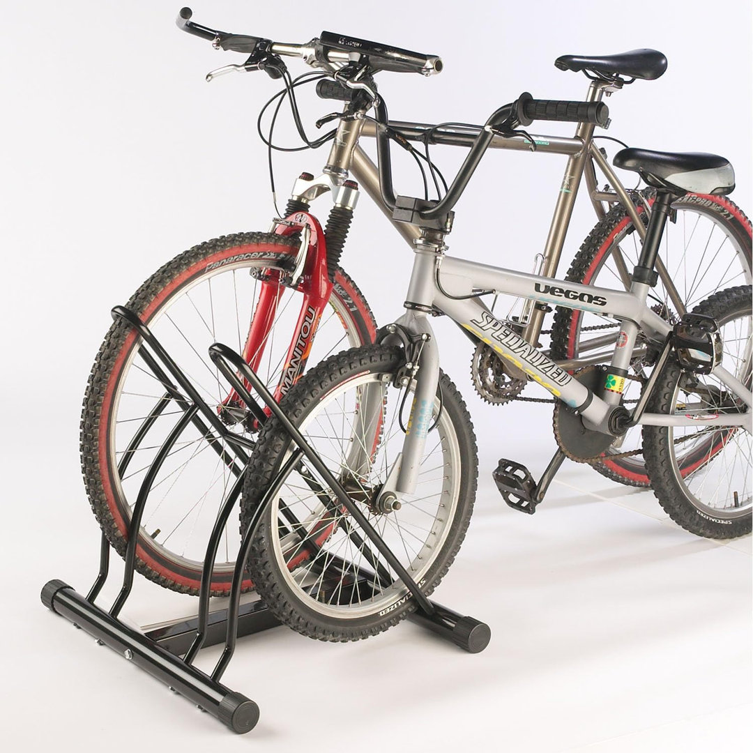 Double Heavy Duty Twin Bike Bicycle Floor Parking Stand Holder Storage Rack