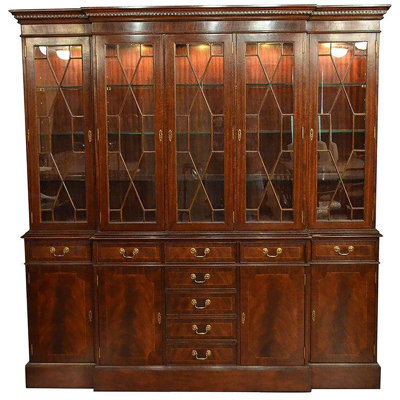 Large Mahogany Breakfront China Cabinet