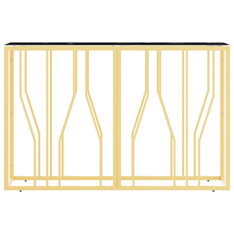 Wildomar Glass Top Console Table, 27.6" H x 43.3" W x 11.8" D, Clear/Matt Brushed Nickel