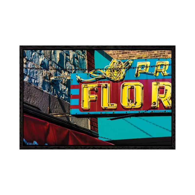 Prost Florist, Irving Park Rd. by Raymond Kunst - Gallery-Wrapped Canvas Giclée on Canvas, Black Floater Framed
