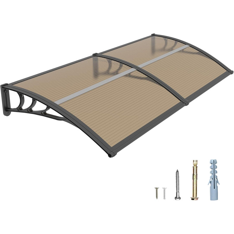 35"D x 60" W Outdoor Awning Patio Window Door Canopy Cover UV Protection Hollow Sheet, 9.84" H  x 60" H  x 35.24" H