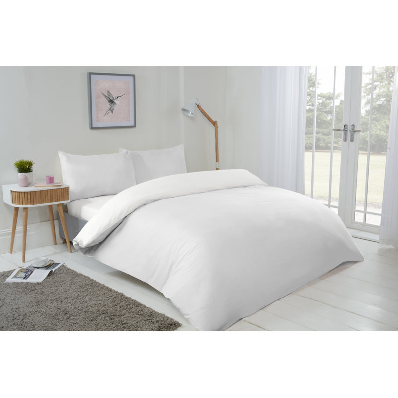 Kirke Polyester No Pattern Duvet Cover Set with Pillowcases, Single - 1 Standard Pillowcase, White