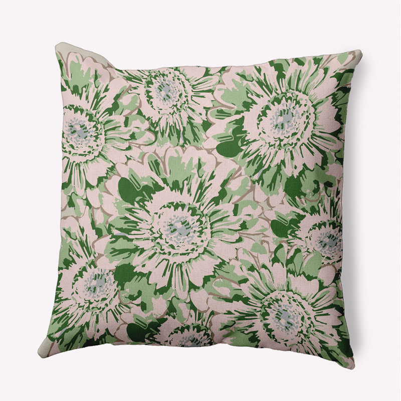 Floral Outdoor Reversible Throw Pillow, 16" H x 16" W, Square