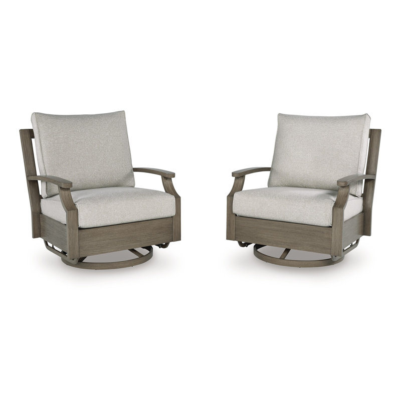 Fauteuil oscillant pivotant avec coussin Inaya, métal brun enduit Inaya