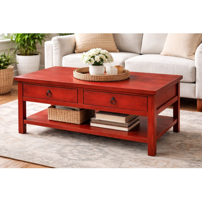 Table basse avec rangement en bois massif Bloomingdale