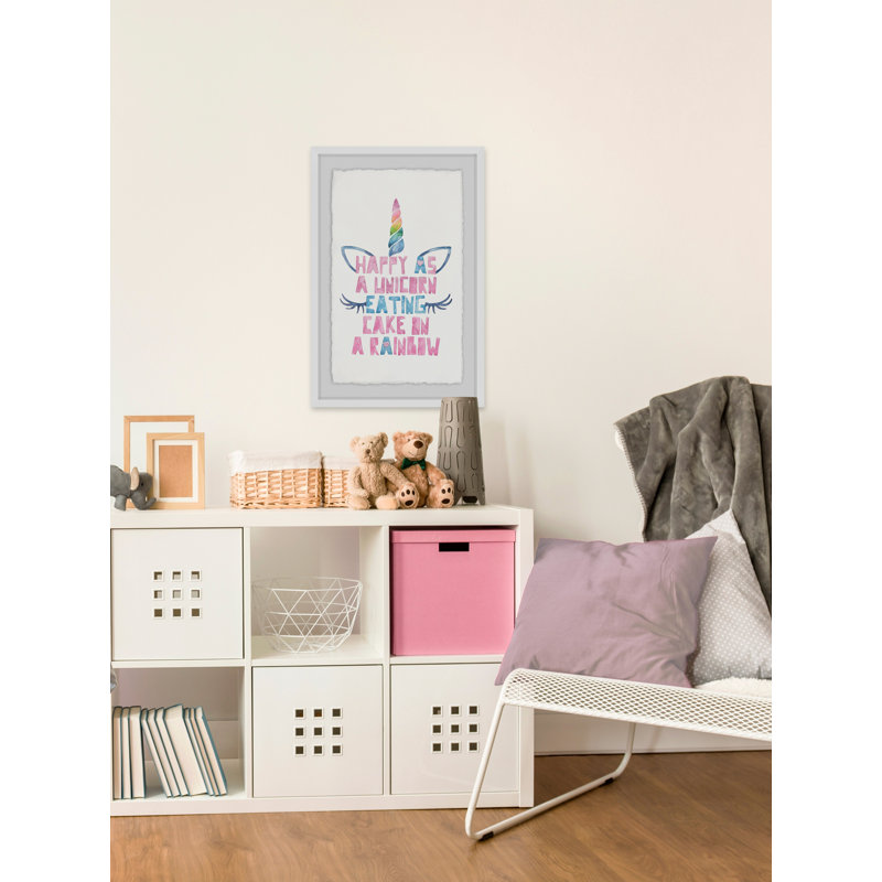 «Happy as a Unicorn Eating», reproduction encadrée, H 30 po x l 20 po x P 1,5 po