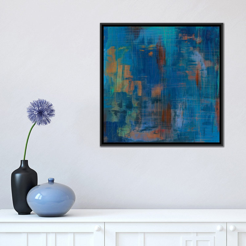 "northern lights" , reproduction d’art sur toile tendue, H 18 po x l 18 po x P 1,5 po, Toile avec cadre noir, Pas de tapis
