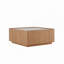 Table basse de 31,5 pouces carrée avec tiroirs de rangement, table basse moderne en bois avec plateau en verre, tables de centre de table de thé pour bureau de salon, noyer