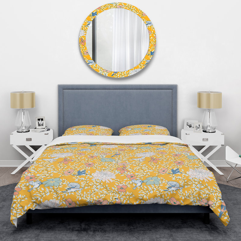 Wildflowers Seamless Polyester Standard Floral Duvet Cover, King Duvet Cover + 2 King Shams