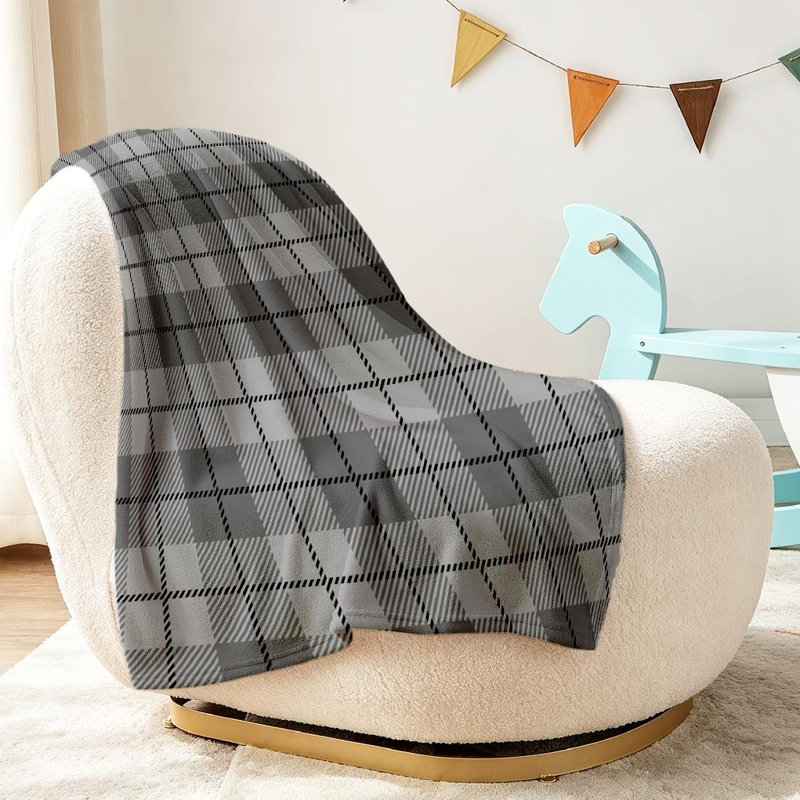 Jeté en flanelle blanche ultra douce, imprimé tartan, Jeté 30 po x 40 po