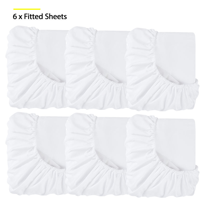 Draps-housses en microfibre brossée 6PK, Drap-housse simple TG, Blanc