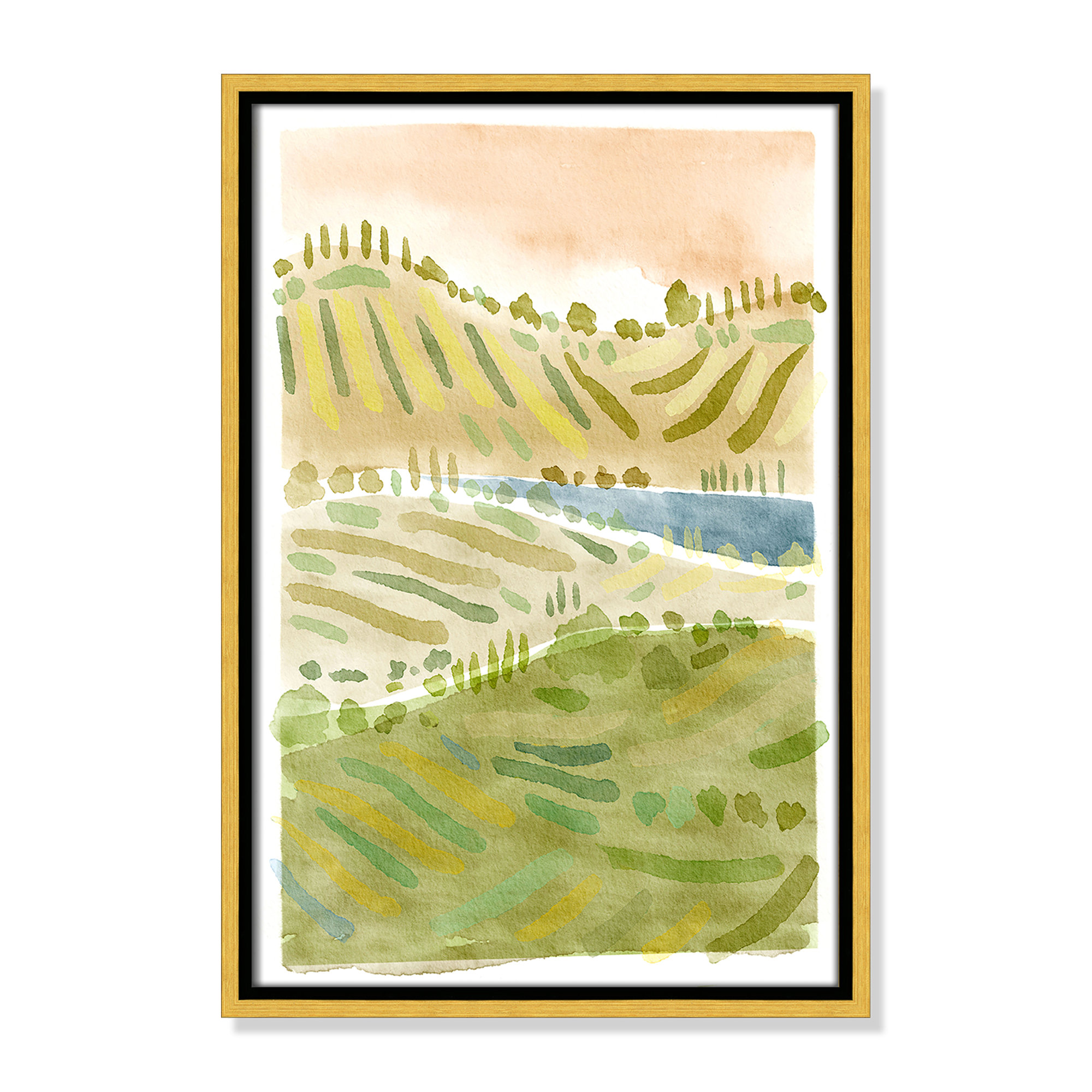 Tuscan Countryside Print by Leah Straatsma, 19.5" H x 13.5" W x 2" D, Gold Floater Framed Canvas, No Mat