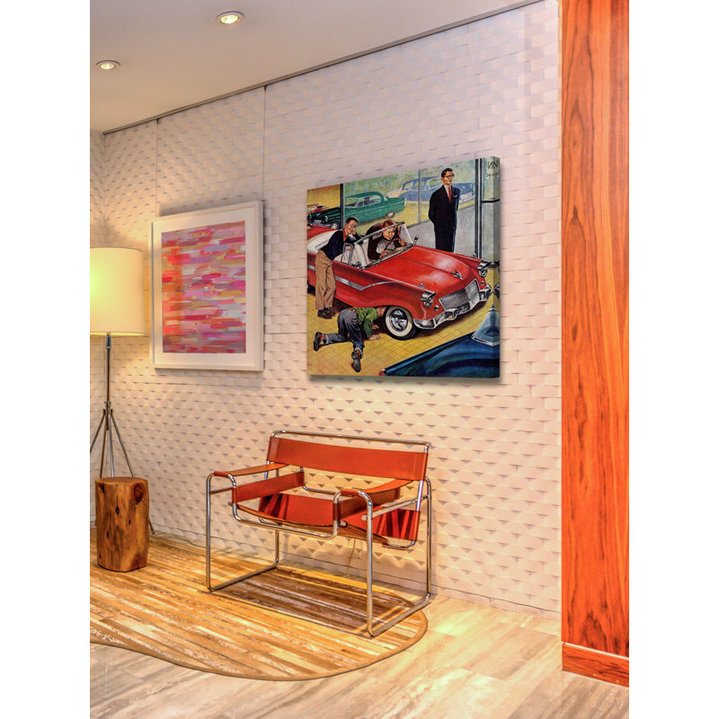 «Showroom automobile» - Impression sur toile tendue, H 32 po x l 32 po x P 1,5 po