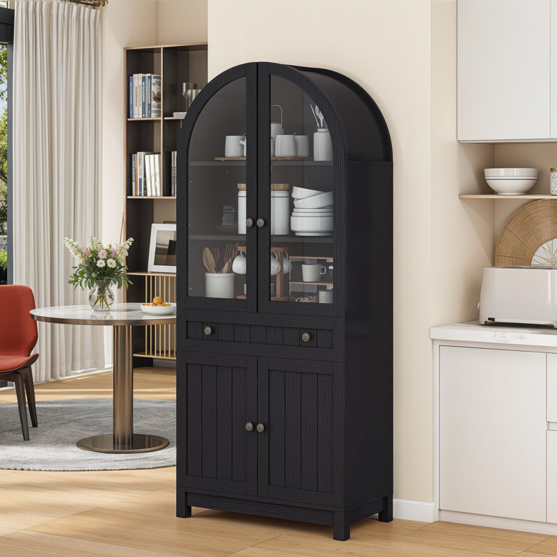  Armoire garde-manger arquée de 71 po de hauteur avec portes, Noir, noir, noir, noir