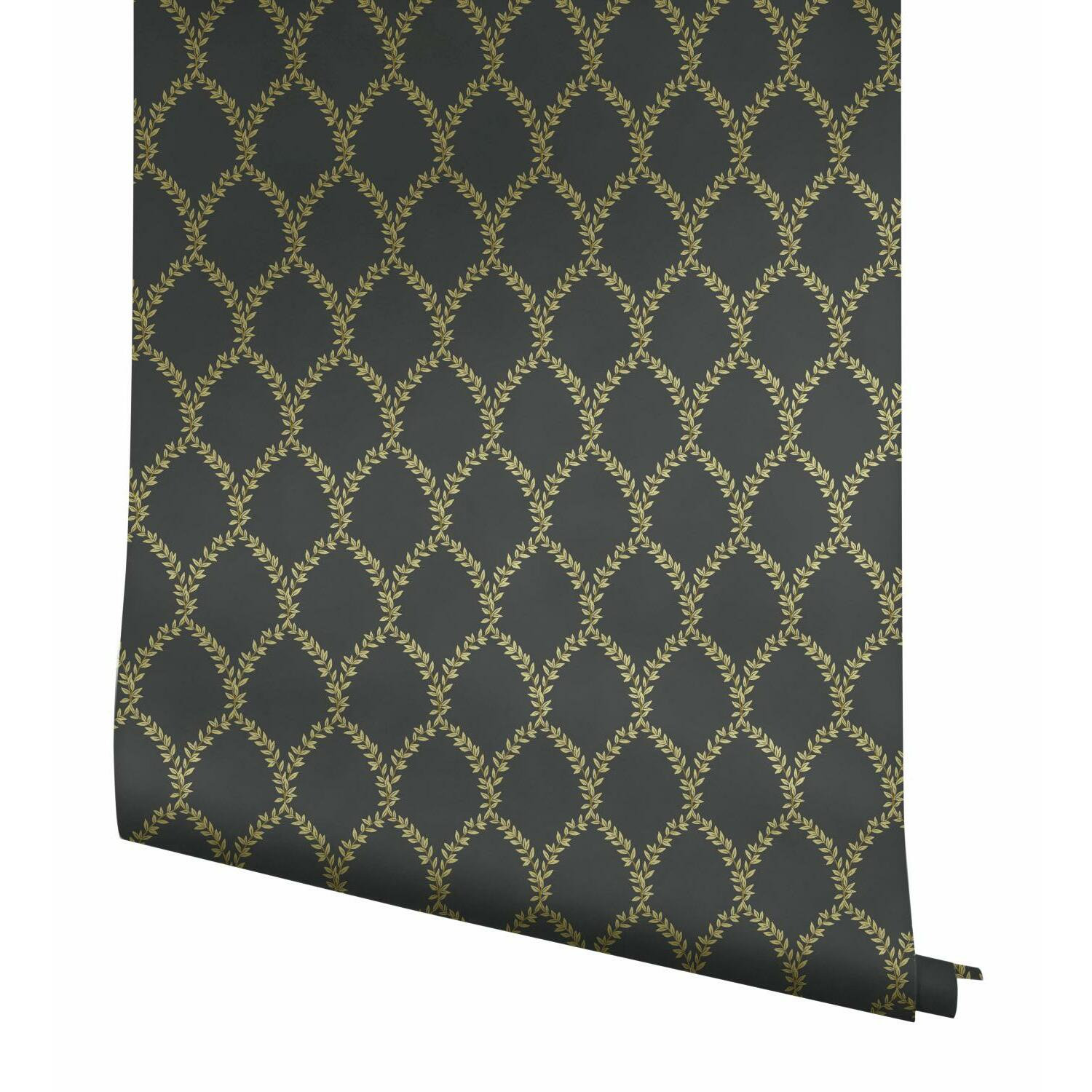 Laurel Wallpaper Roll, Gold/Black