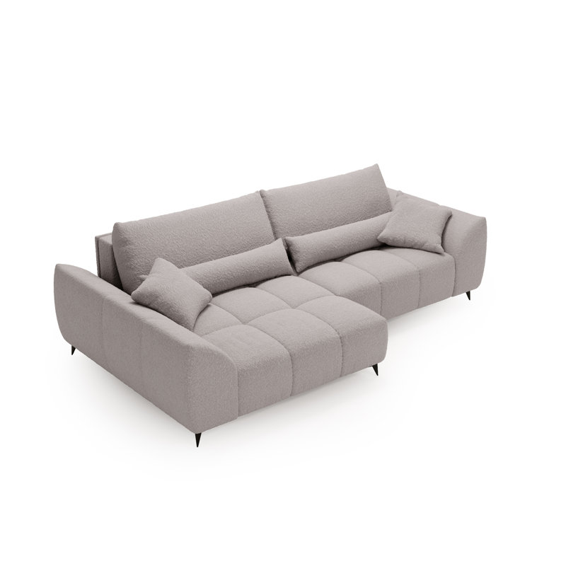 3 Seater Corner Sofa, Light Grey, Left Hand Facing