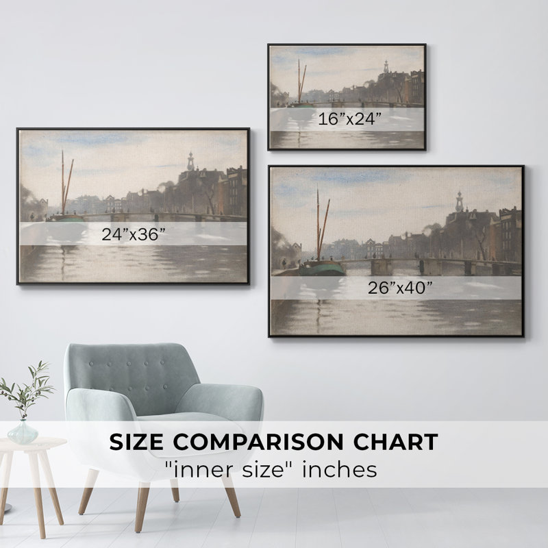 Paysage rétro - CCCLVI, H 17 po x l 25 po x P 2 po, Toile avec cadre flottant noir