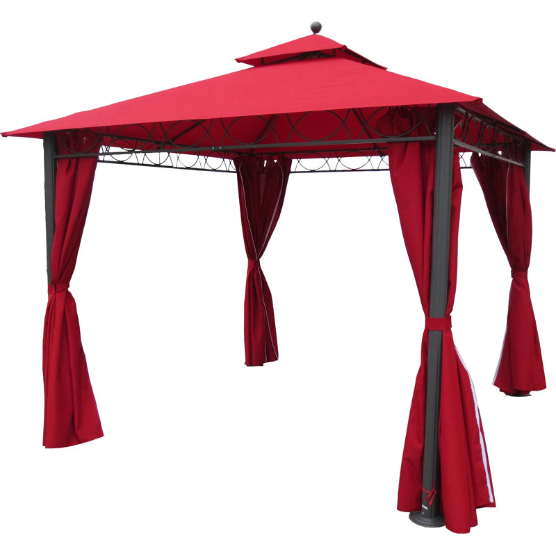 Patson 10 Ft. W x 10 Ft. D Metal Patio Gazebo, Ruby Red