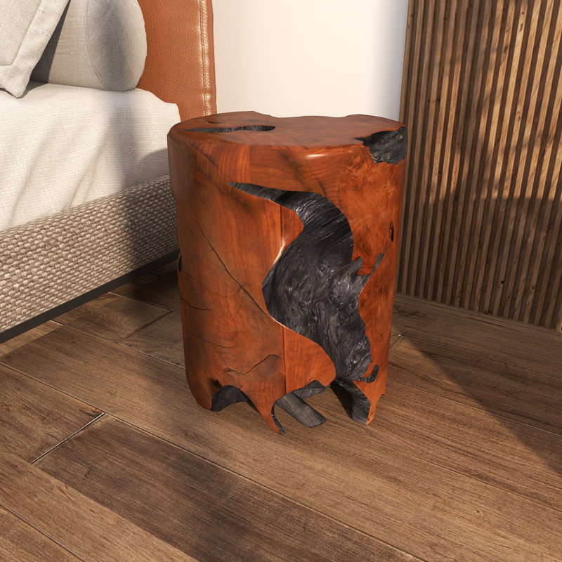 Table d'appoint en bois de teck brun Atharv