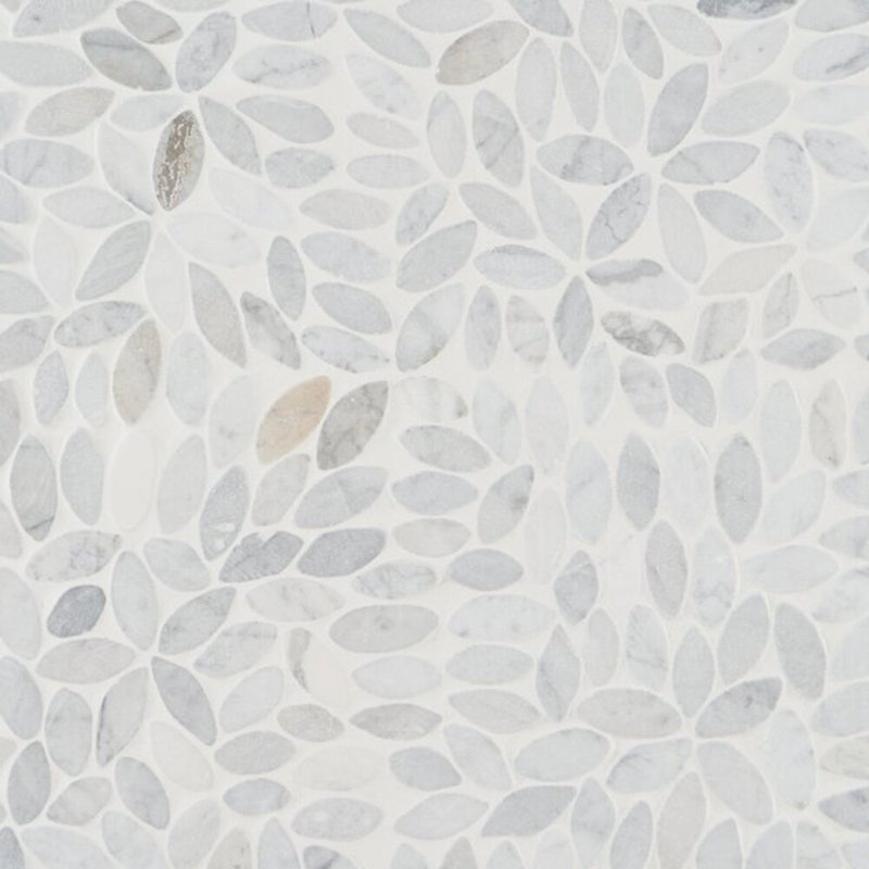 Nature 12x12 Flower Honed Carrara Marble Mosaic Tile, Natural