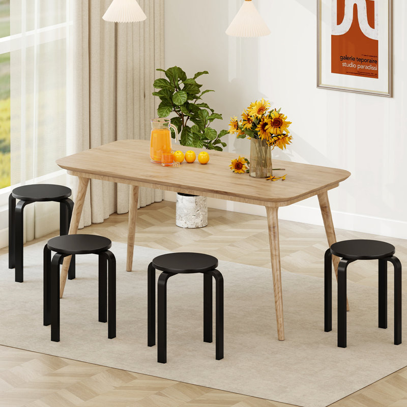 Ensemble de 4 tabourets empilables 18 po, Noir