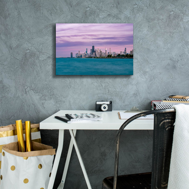  «Chicago Lavander Sunset» par Epic Portfolio, art mural 18 po x 12 po, H 12 po x l 18 po