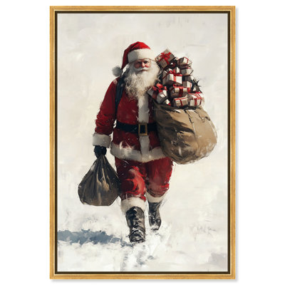 Christmas Gift Delivery Canvas Print Christmas Wall Decor by Art Remedy, Gold Frame, 20 x 30