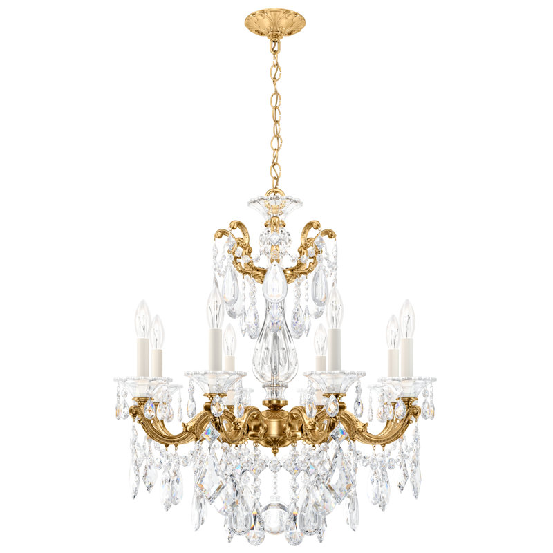 La Scala 8 - Light Glass Chandelier, Etruscan Gold, Handcut Clear