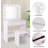 31.5'' White Lighted Makeup Vanity Set with Stool and Mirror