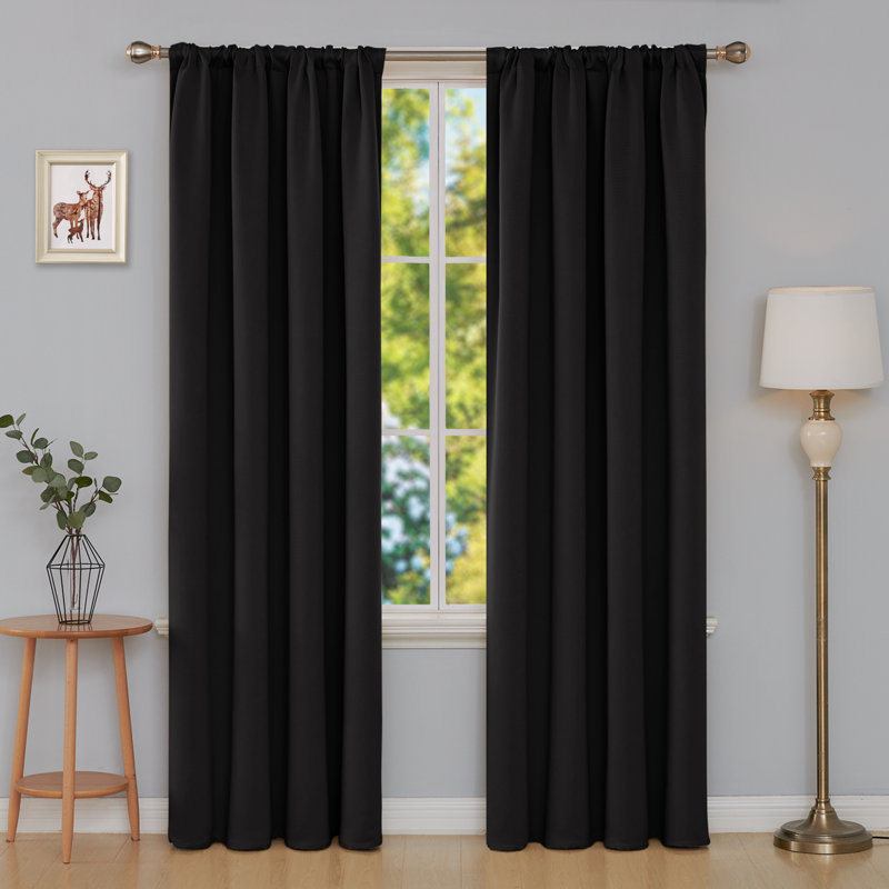 Maksymilan Room Darkening Curtain Pair, 38" W x 84" L, Black