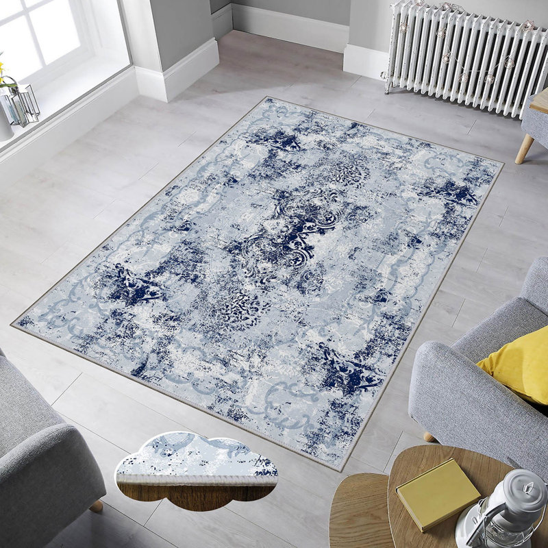 Luxurious 3D Printed Woven Carpet, 55.1 x 86.6 inches | 100% Polyester, Antibacterial, Machine Washable | Non-Slip PVC Felt Dot Underside, 0.3 in Pile Height | Perfect for Living Room, Bedroom & Home Decor