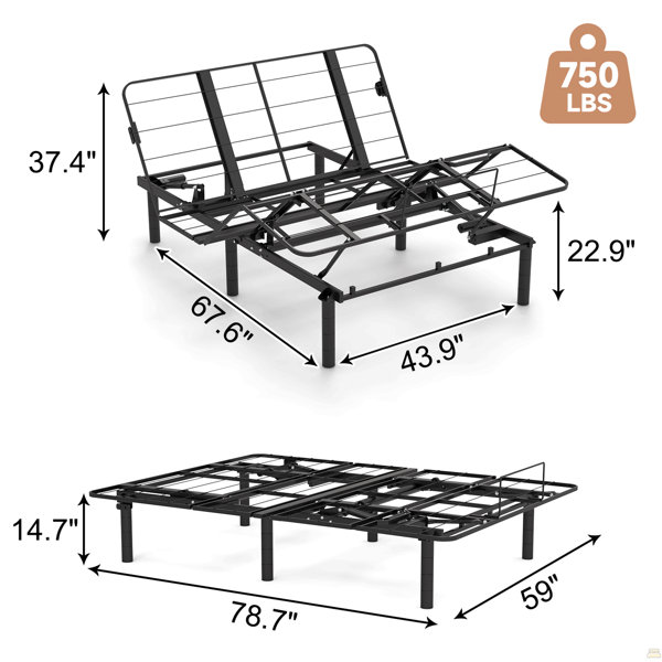 Latitude Run® Base de lit réglable à dégagement zéro avec tête et pied ...