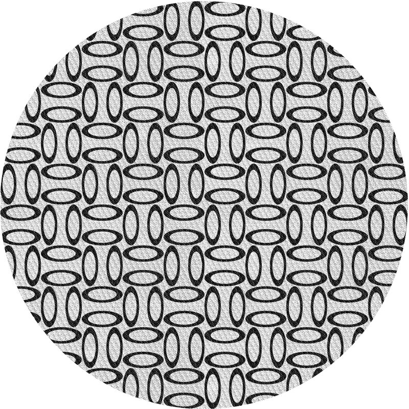 Tapis noir à motif géométrique Kroeker, Rond 6 pi