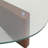 Issie Triangular Coffee Table – Tempered Glass Top with Stained Rubberwood Cross Base, Modern Living Room Accent Table with Anti-Slip Pads Centerpiece-1996745265