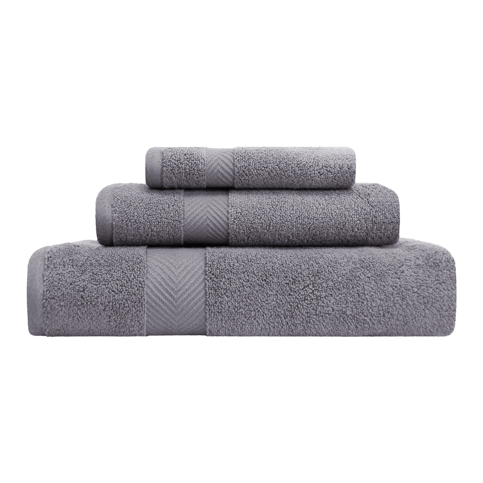 Hamachi Zero-Twist 3 Piece 100% Cotton Towel Set, Grey
