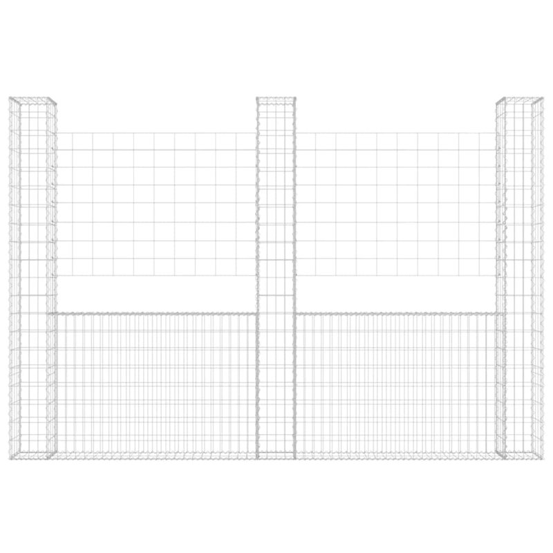 U-shape Gabion Basket with 3 Posts Iron, 200cm H x 260cm W x 20cm D