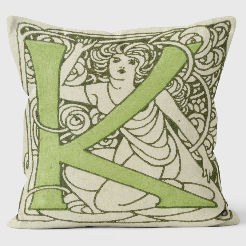 Art Nouveau Alphabet "K" Cushion