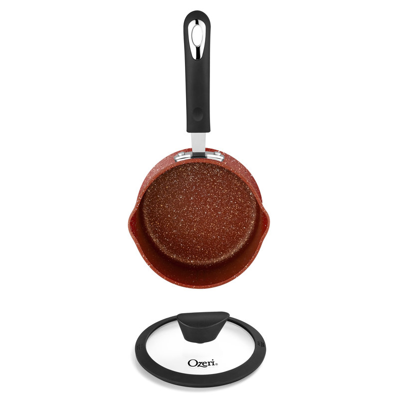 Casserole antiadhésive de 5,3 pte avec couvercle Ozeri Stone Earth All-In-One APEO & PFOA, 1,5 L (1,6 pte), Rouge
