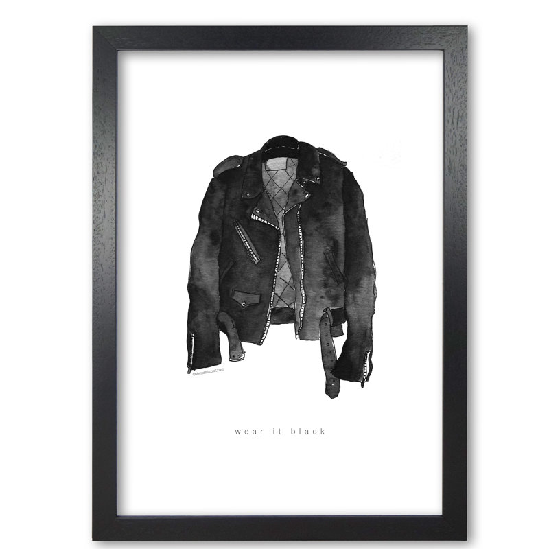 Wear It Black Leather Jacket - Print, 59.4 cm H x 42 cm W x 5 cm D, Black Grain