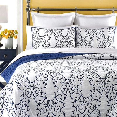 Embroidered 2-Piece Cotton Reversible Quilt Set