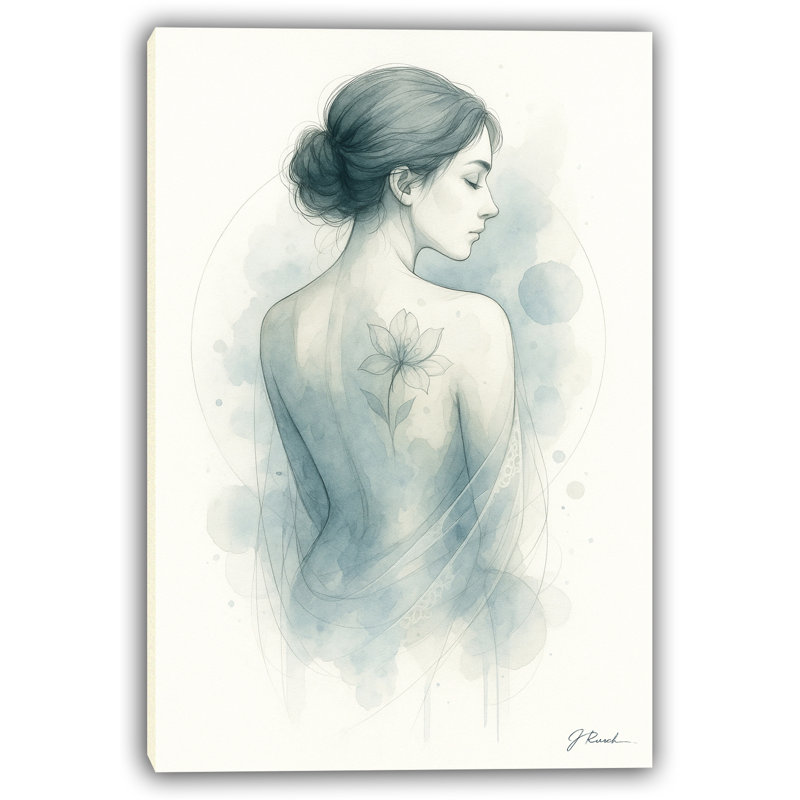 Art sur toile, "Quiet Blossom - Serene Floral Back", H 36 po x l 24 po